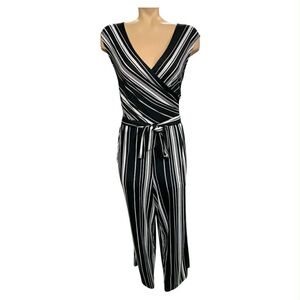 Emma & Michele Black and White Striped Jumpsuit Size M